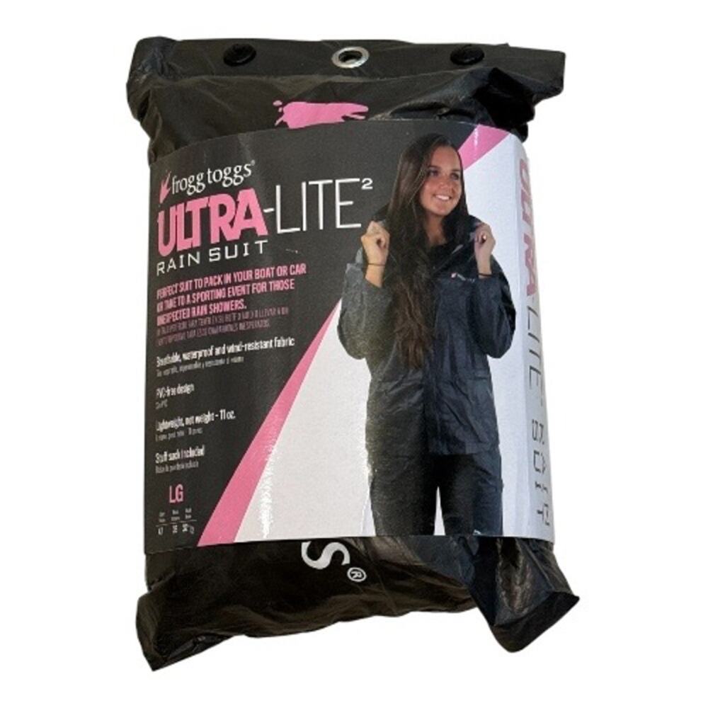 FROGG TOGGS L UltraLite2 Rain Suit 2Layer Waterproof Breathable Protective Black